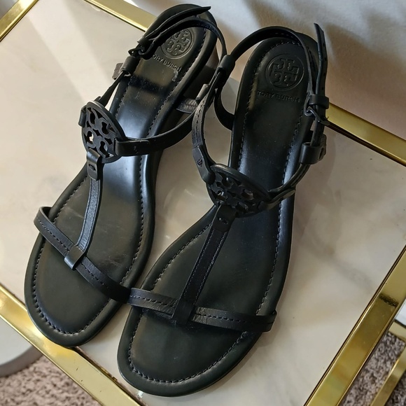 Tory Burch Miller Black Leather Ankle Strap Sandals for Women’s Size 8M. - Picture 2 of 10